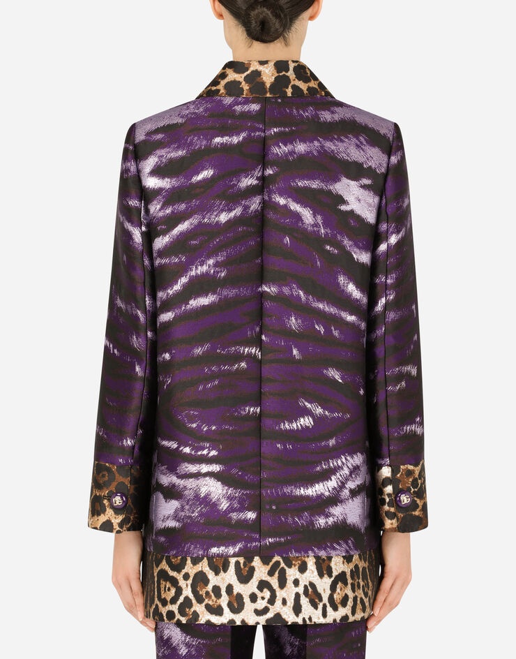 Lamé jacquard jacket with tiger print - 2