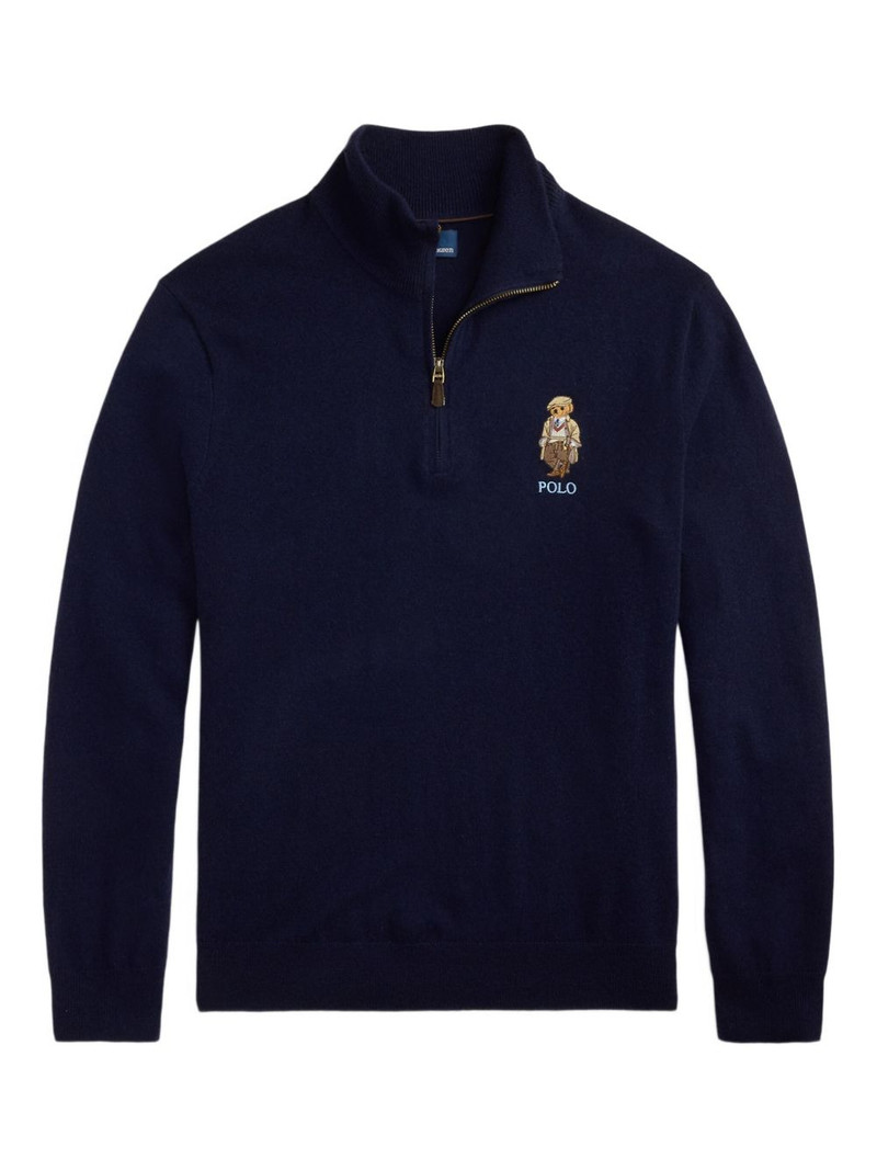 logo-embroidered half-zip pullover 1