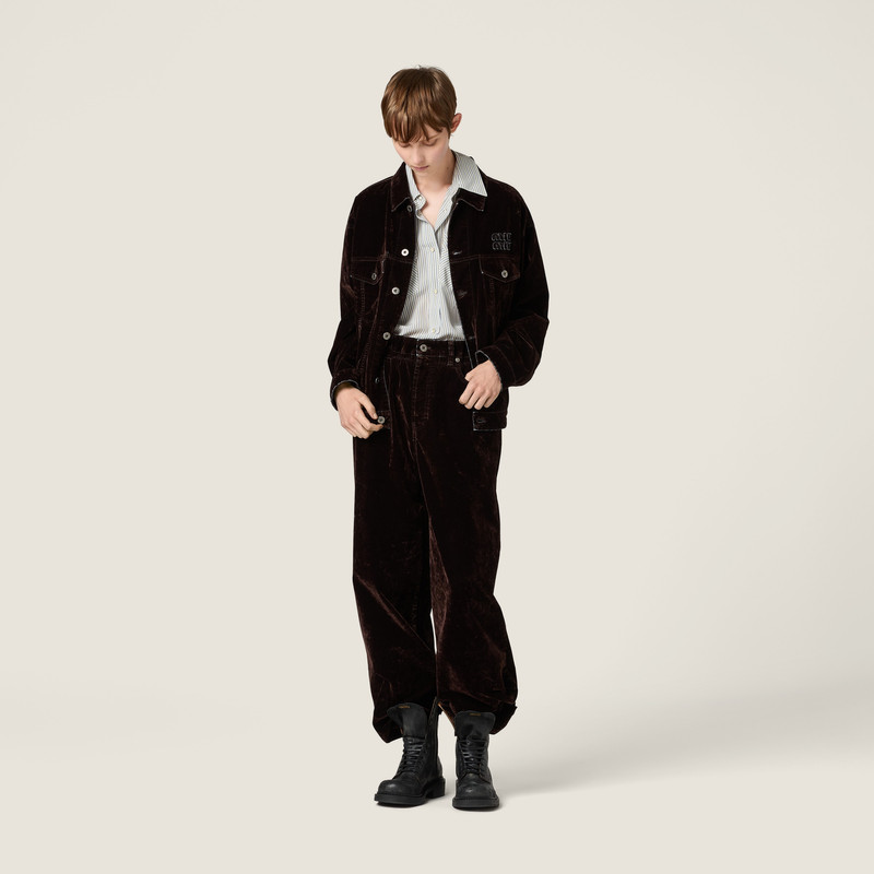 Miu Miu Washed flocked chambray pants outlook