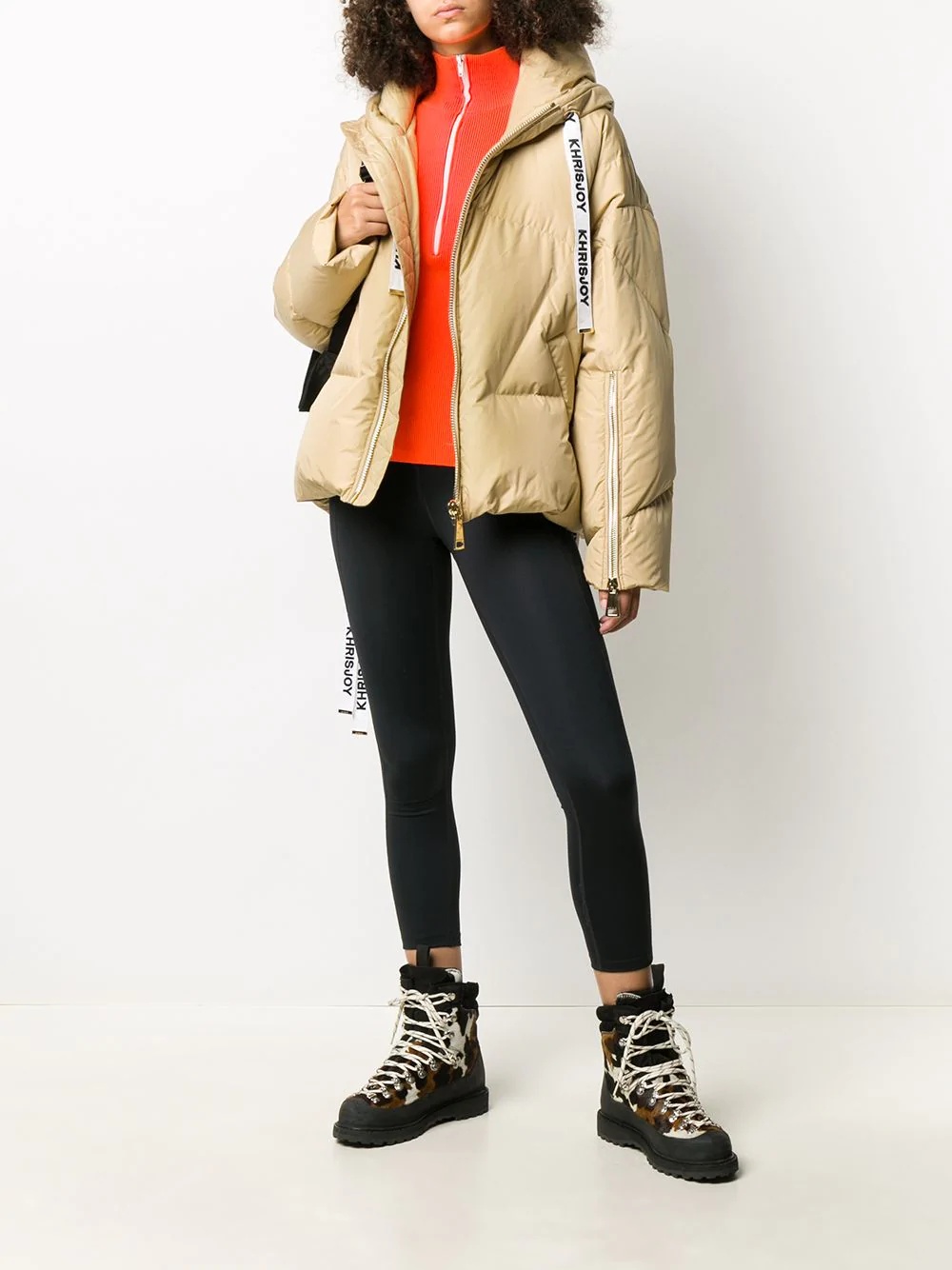 logo drawstring puffer jacket  - 2