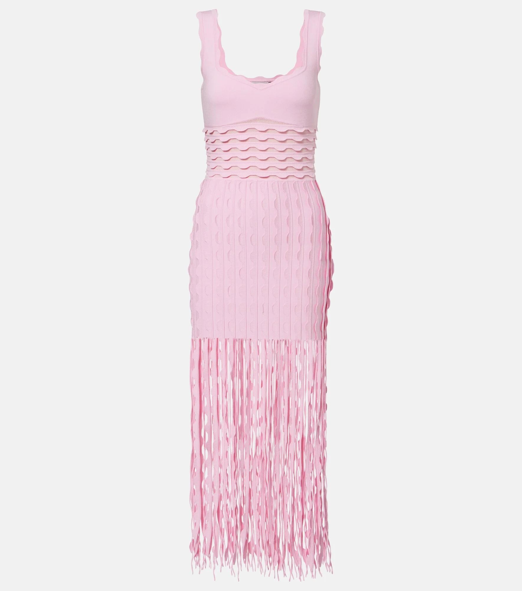 Brionne fringed knitted midi dress - 1