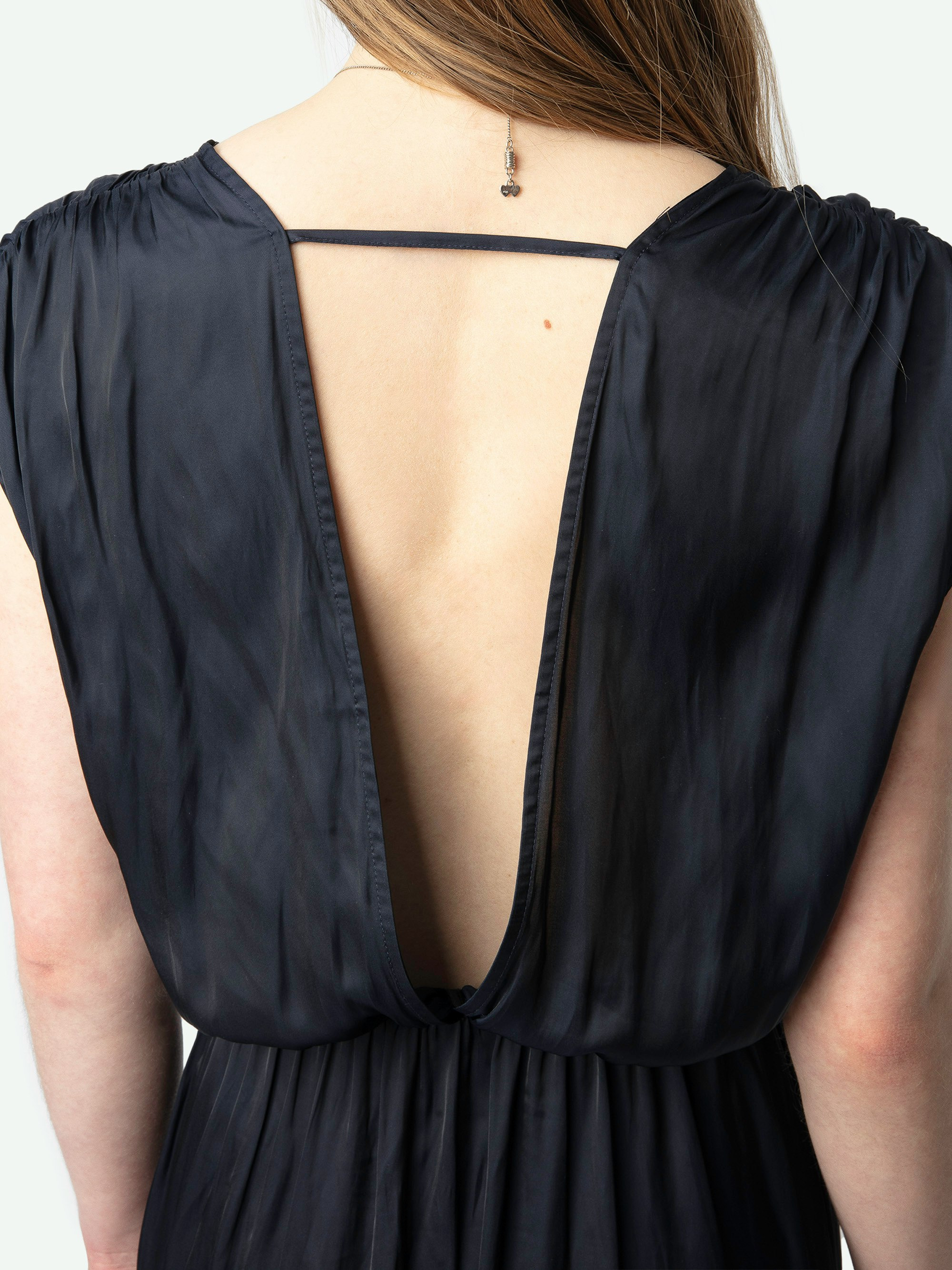 Ritmic Navy Satin Long Dress - 5