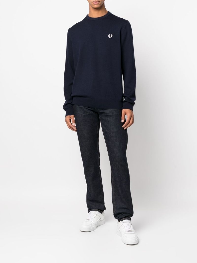 logo-embroidered wool-cotton jumper - 3