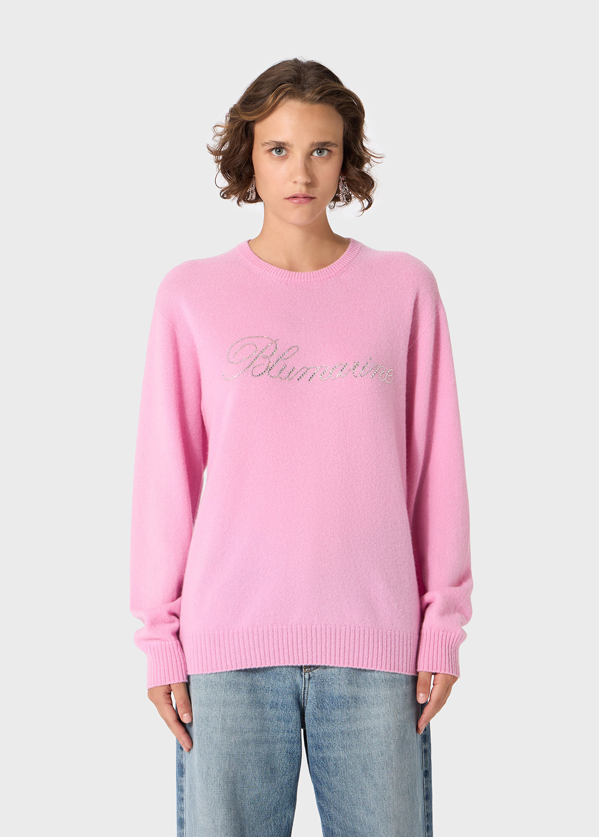 CASHMERE SWEATER WITH BLUMARINE RHINESTONE LOGO - 3