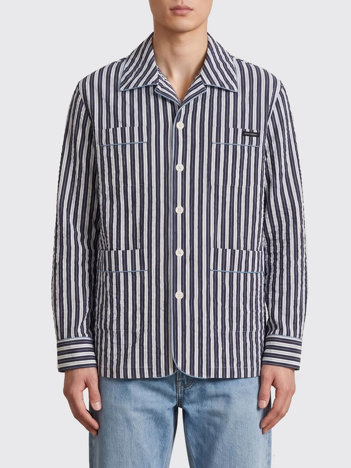 DOLCE & GABBANA Striped Viscose and Silk Blend Shirt - 1