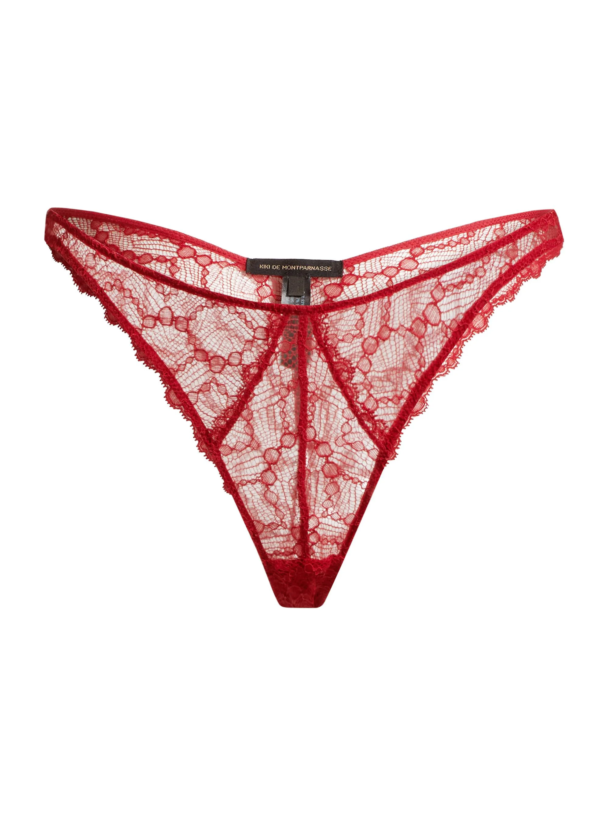 Women's Mon Cheri Sheer Lace Briefs - Red - 1