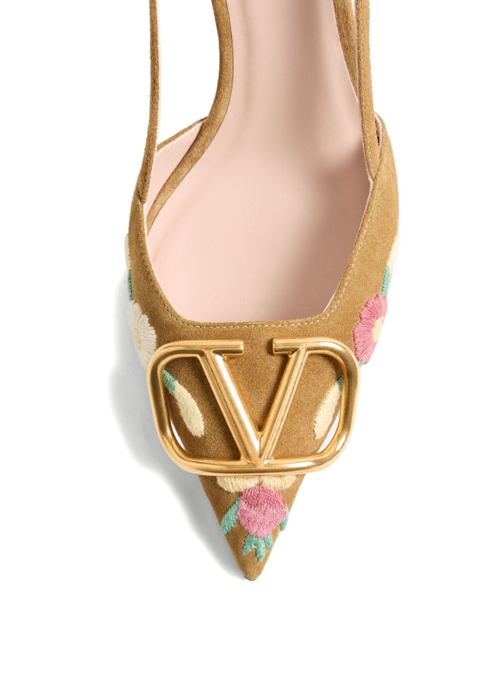 80mm floral-embroidered slingback pumps - 5