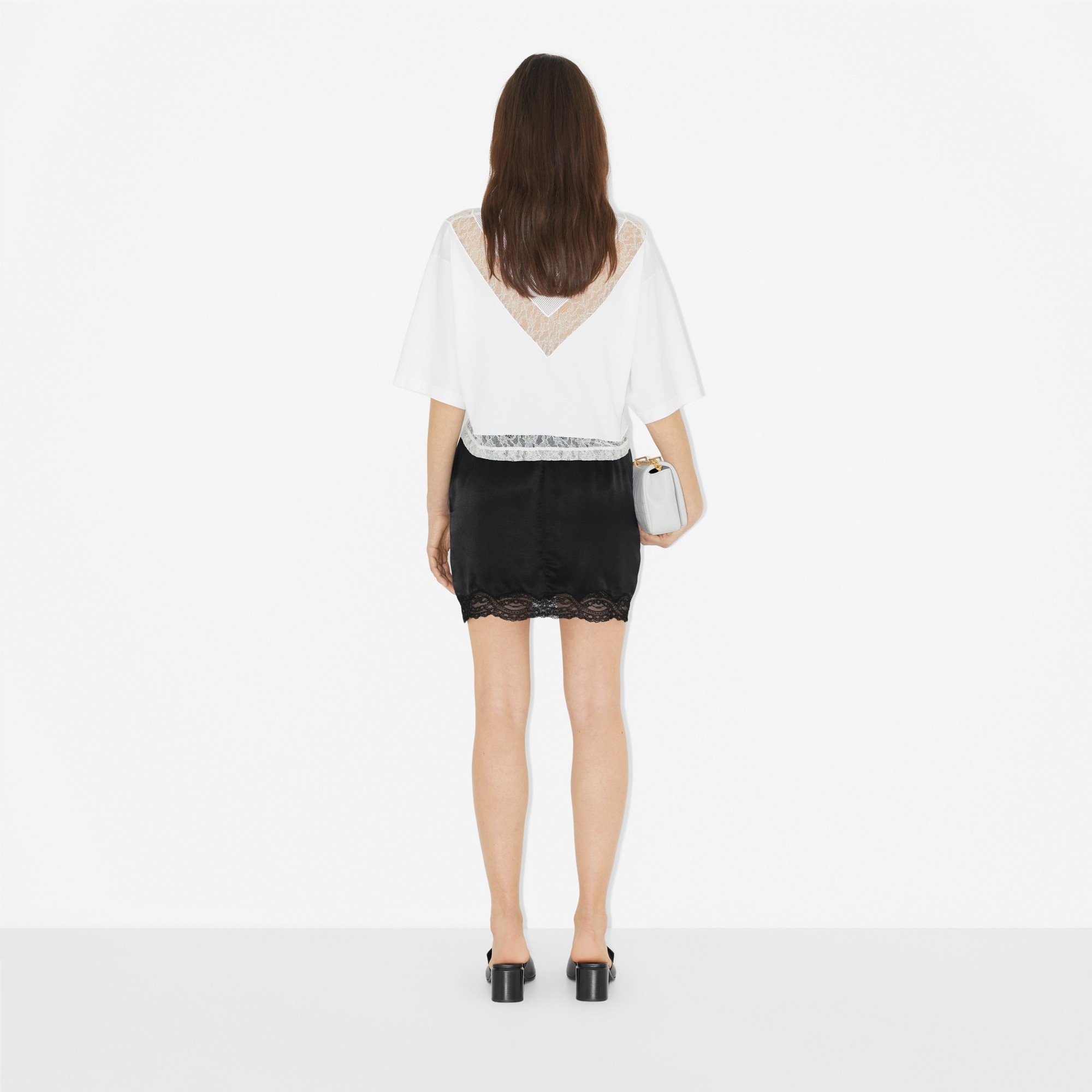 Lace and Mesh Panel Cotton Cropped Top - 4