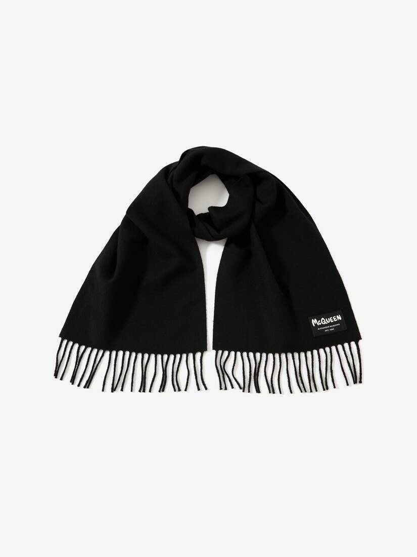 Mcqueen Tag Scarf in Black - 2