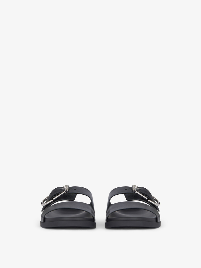 VOYOU FLAT SANDALS IN GRAINED LEATHER 2