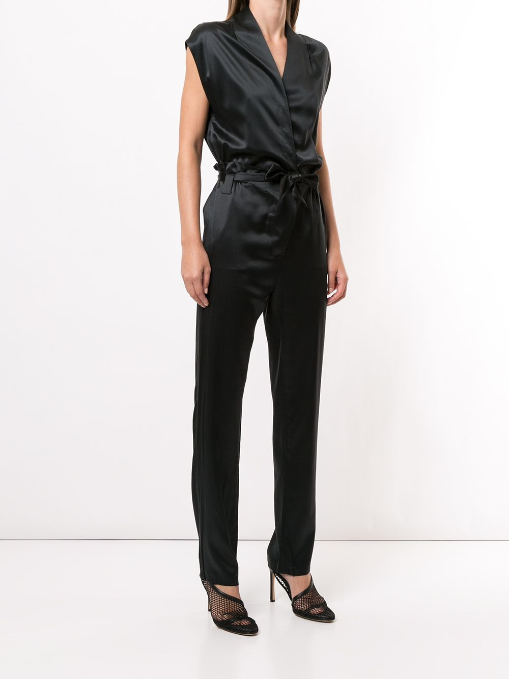 waist-tied silk jumpsuit - 3