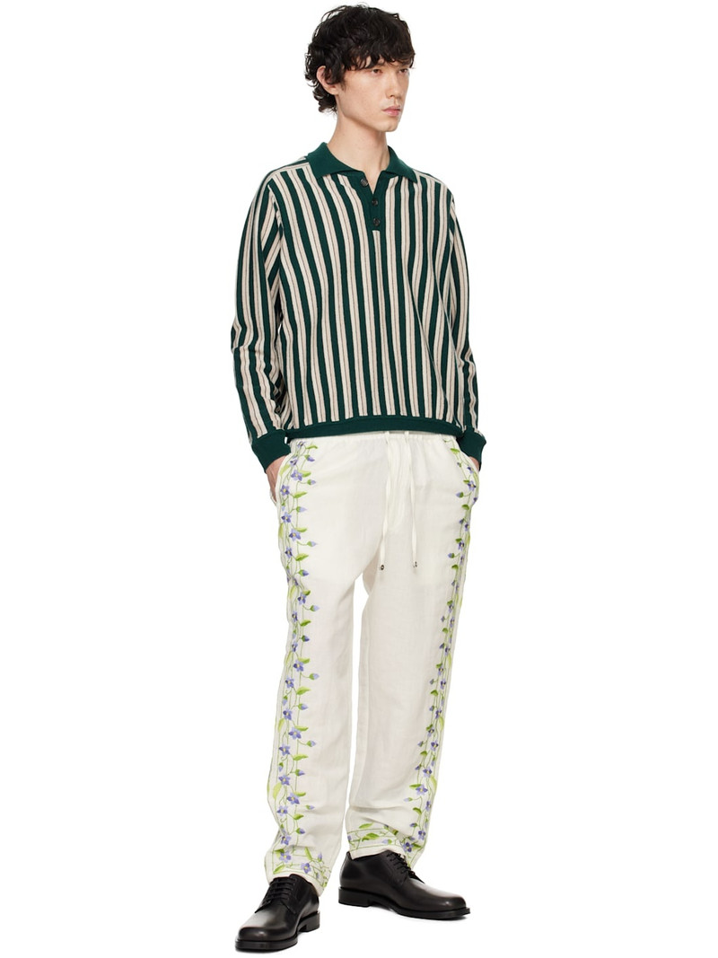 BODE Green & Off-White Hogan Stripe Polo outlook