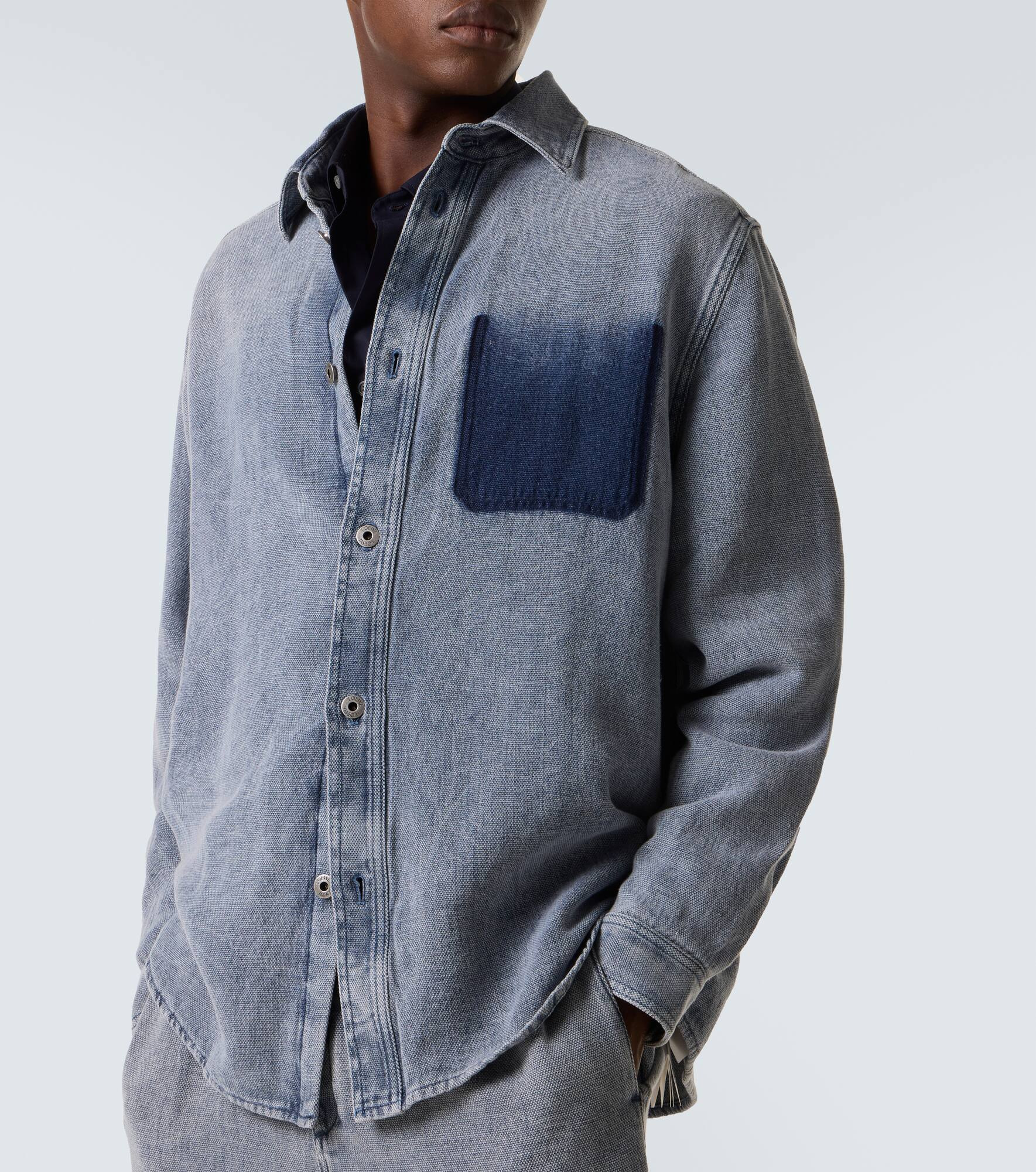 Cotton and linen canvas shirt - 4