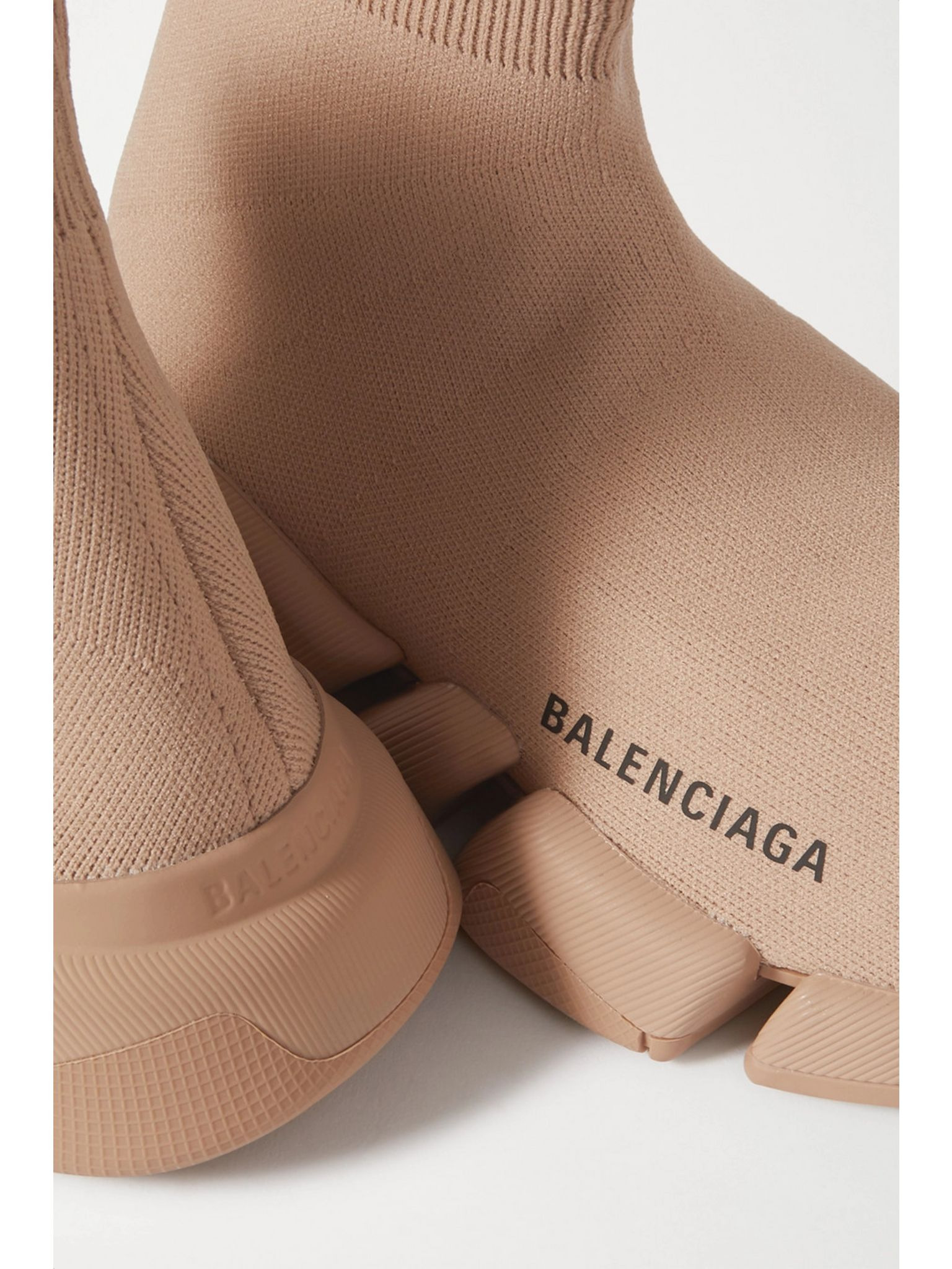 Speed 2.0 stretch-knit high-top sneakers Beige - 4