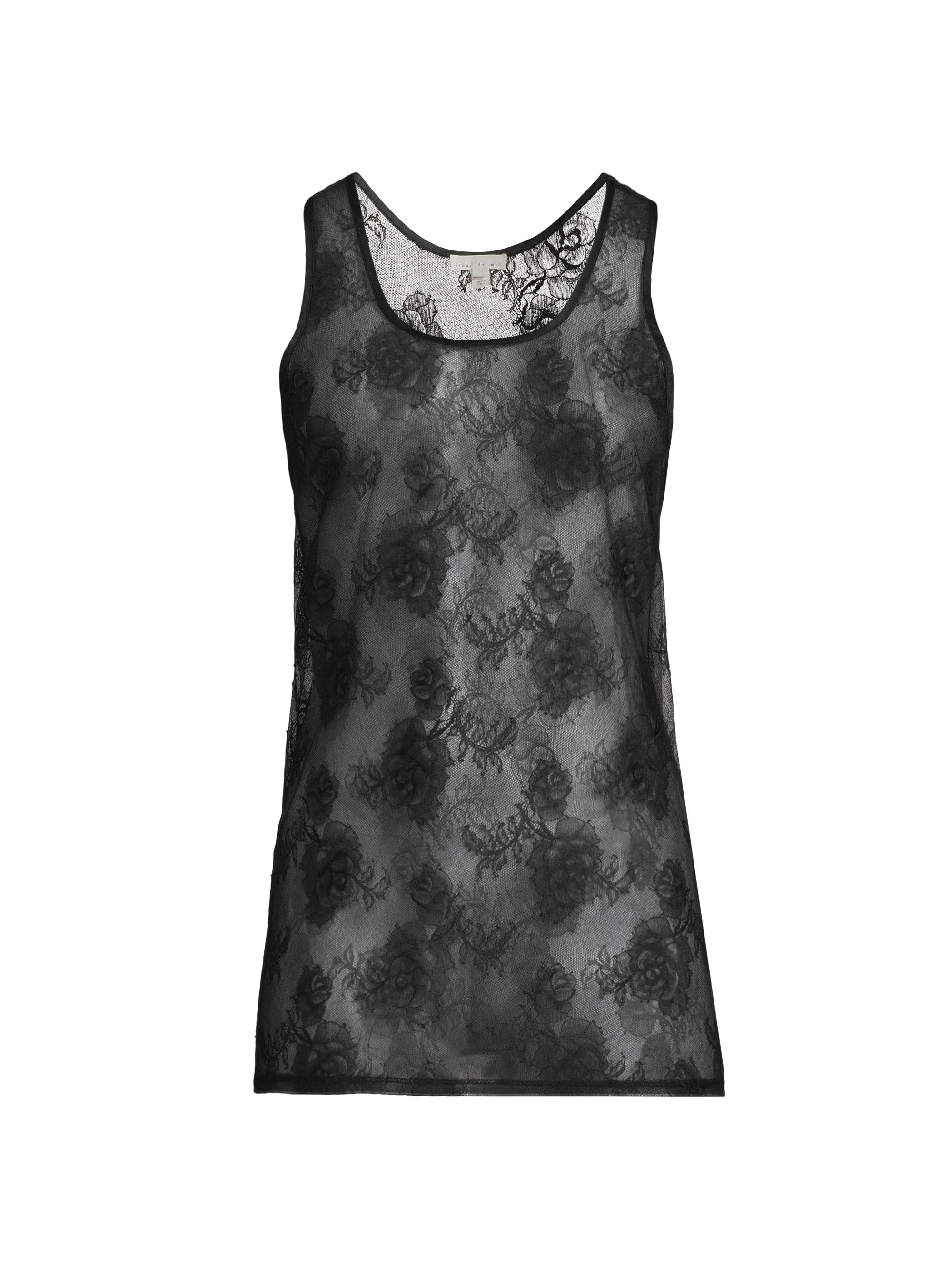 Women's Bouquet Floral Lace Tank Top - Black - 1