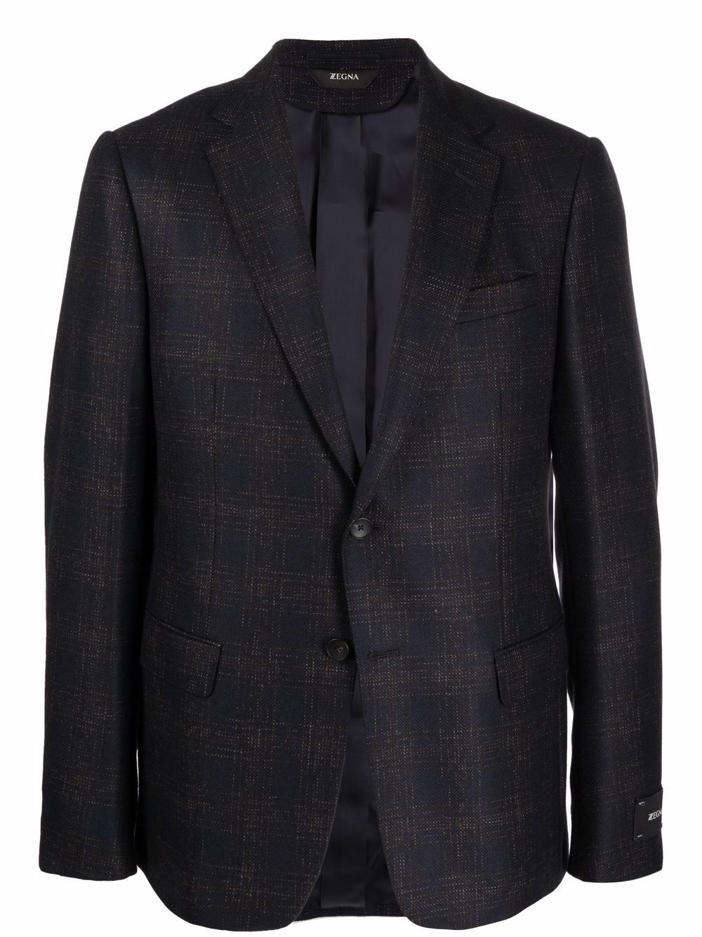 checked single-breasted blazer - 1