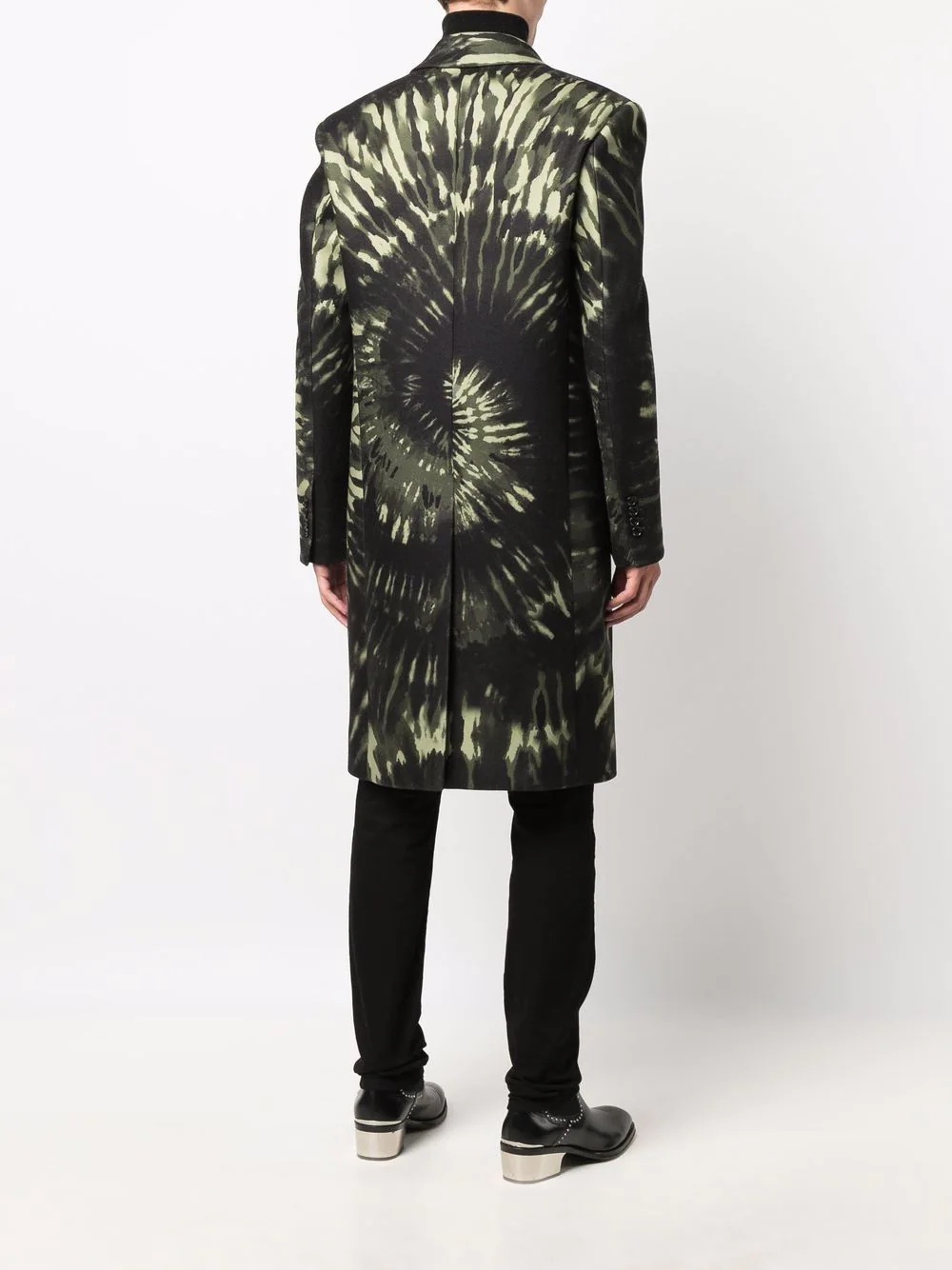 single-breasted tie-dye coat - 4