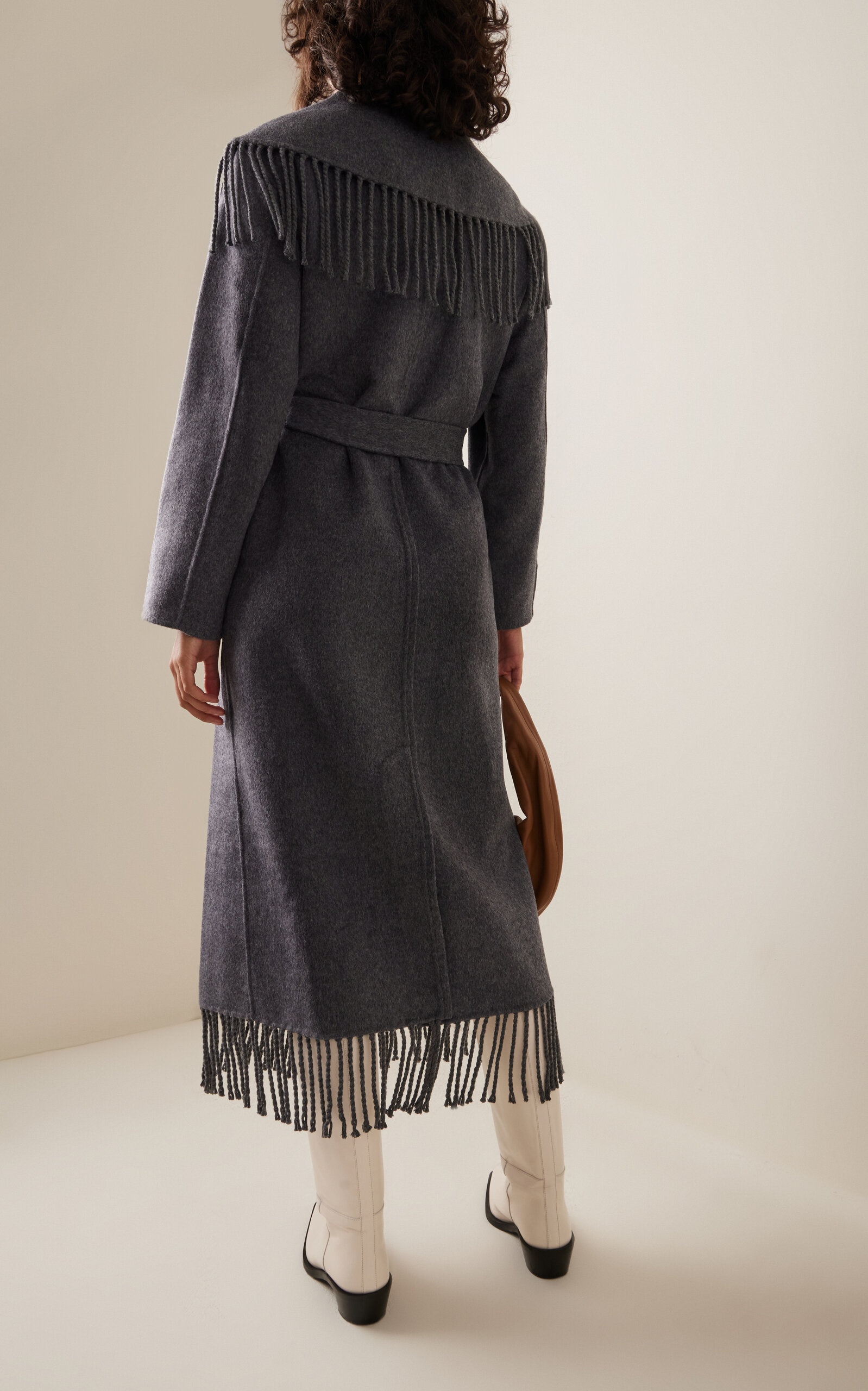 Carrie Fringed Robe Coat grey - 4