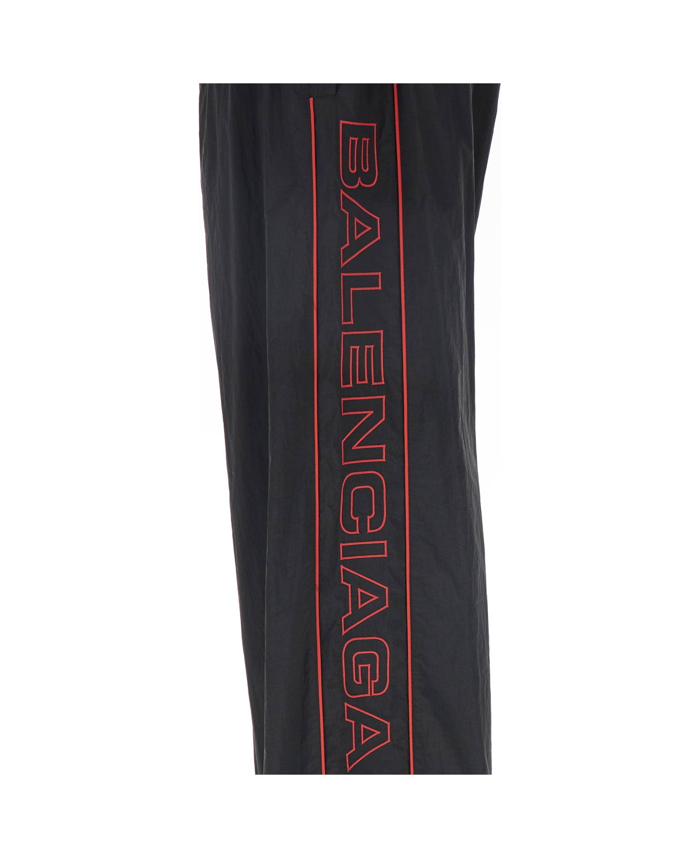 Black Pants With Elastic Drawstring And Side Band With Logo Lettering In Tech Fabric Man - 3