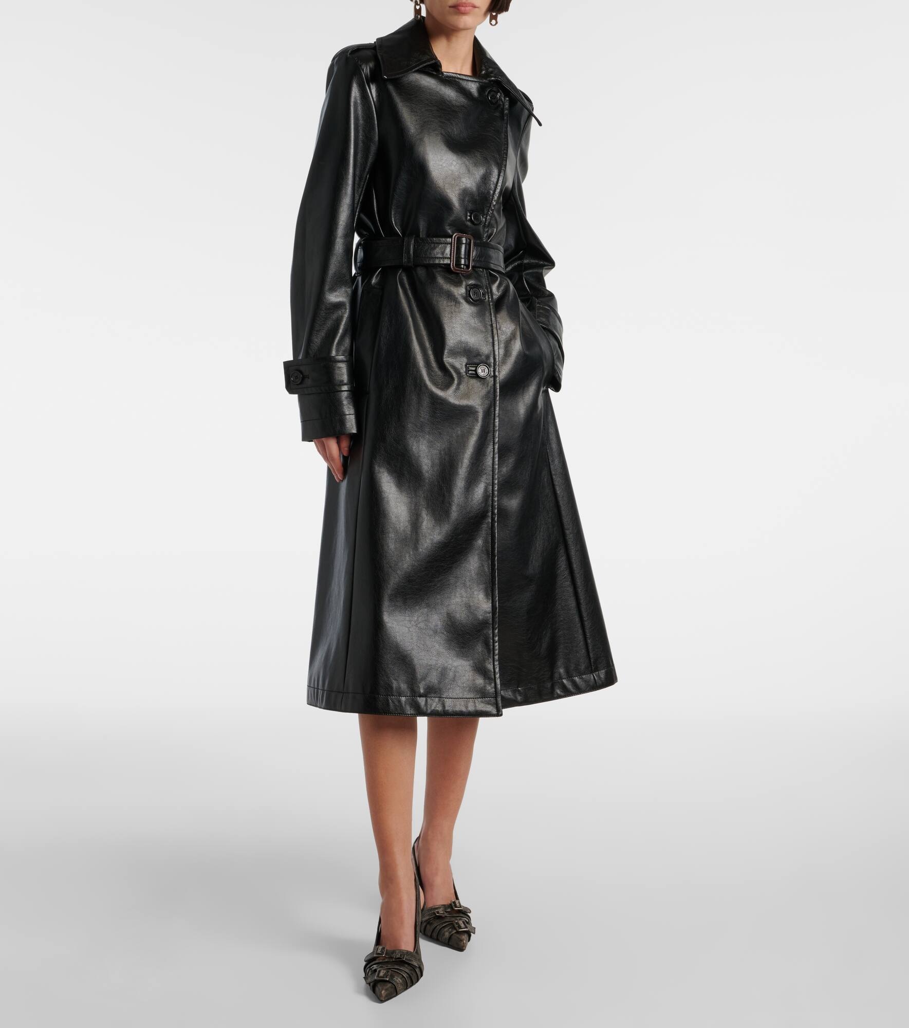 Faux leather trench coat - 7