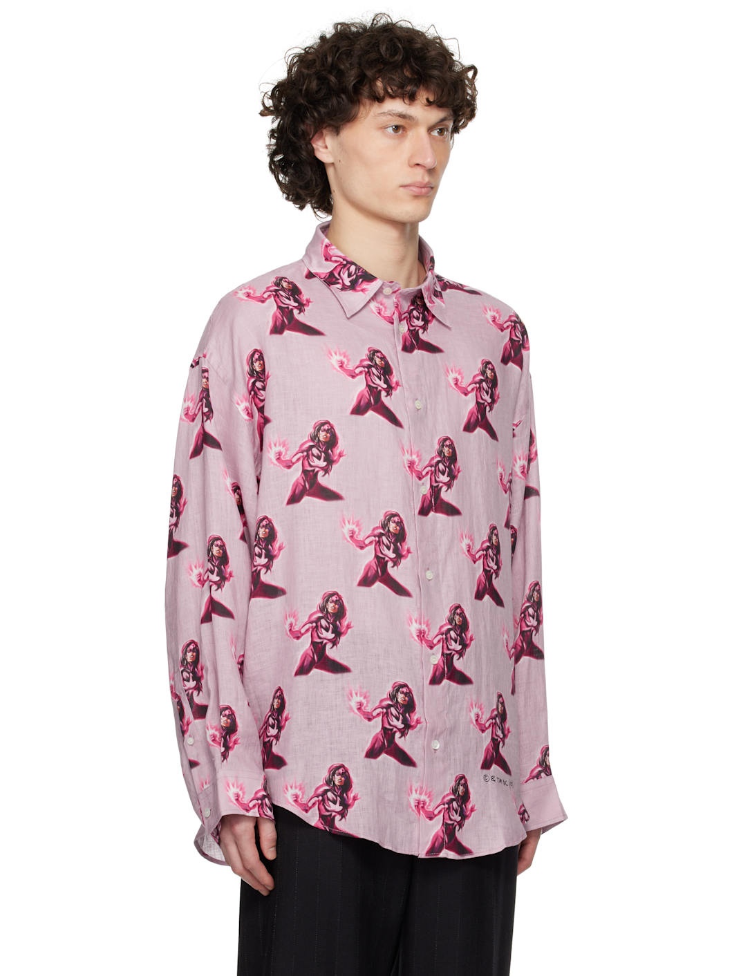 Pink Printed Button-Up Shirt - 2