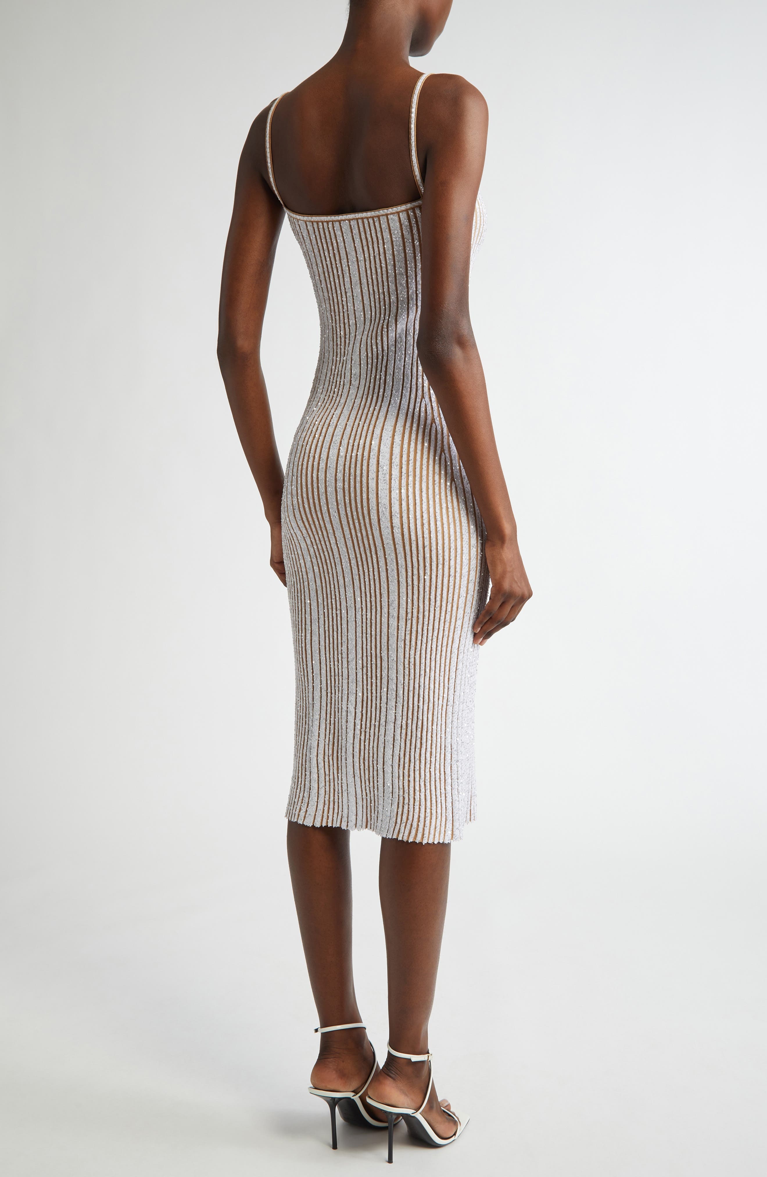 Missoni Sequin Rib Knit Body-Con Sweater Dress in White/Beige at Nordstrom - 2