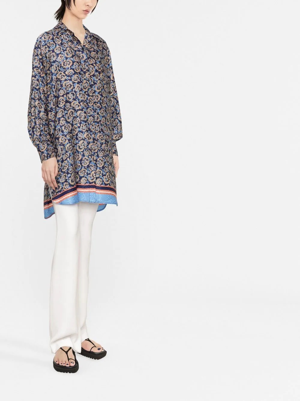 floral-print oversized silk shirt - 4