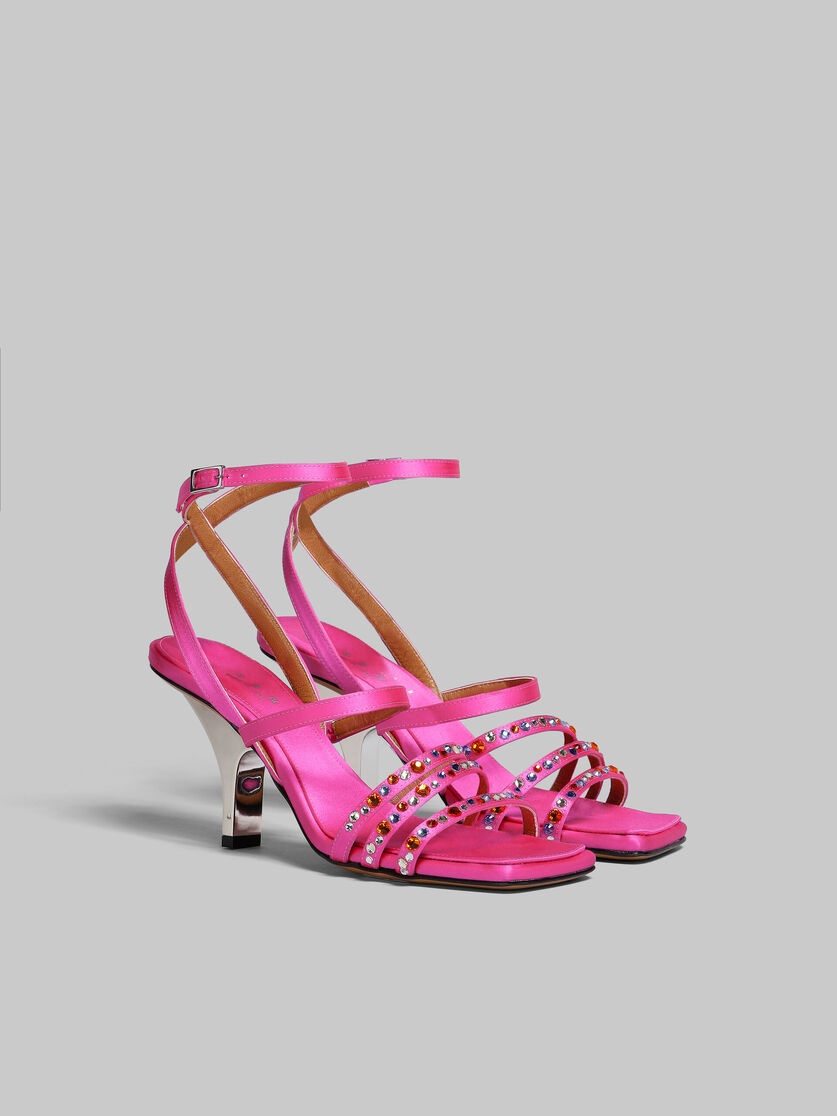 FUCHSIA SATIN STRAPPY SANDAL - 2