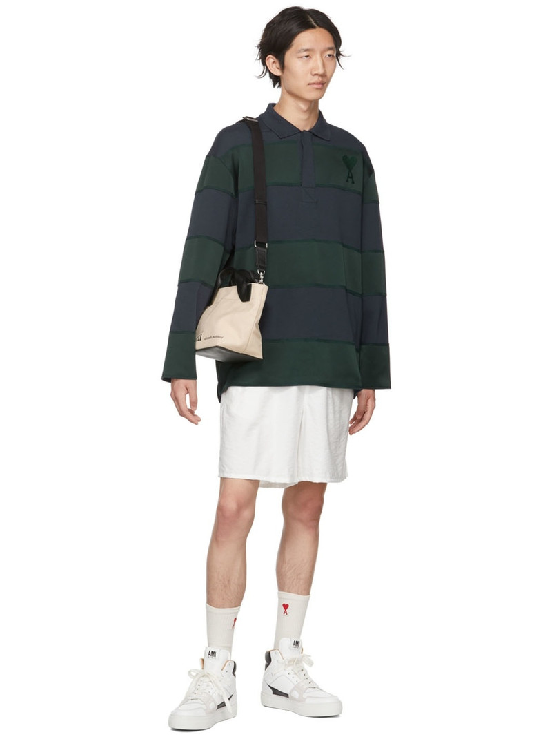 AMI Paris SSENSE Exclusive Navy & Green Ami De Cœur Polo outlook