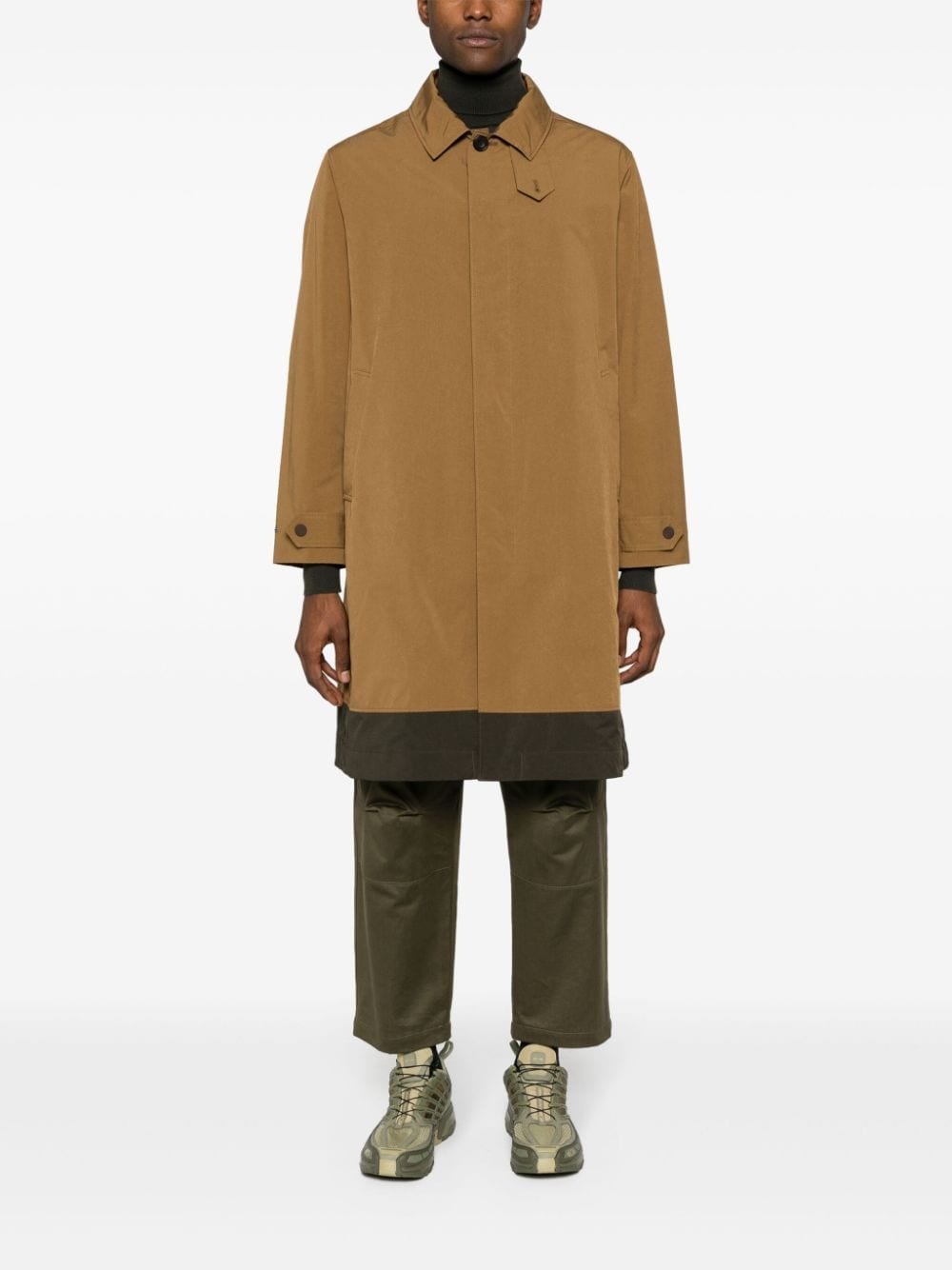 classic-collar concealed-fastening parka - 2