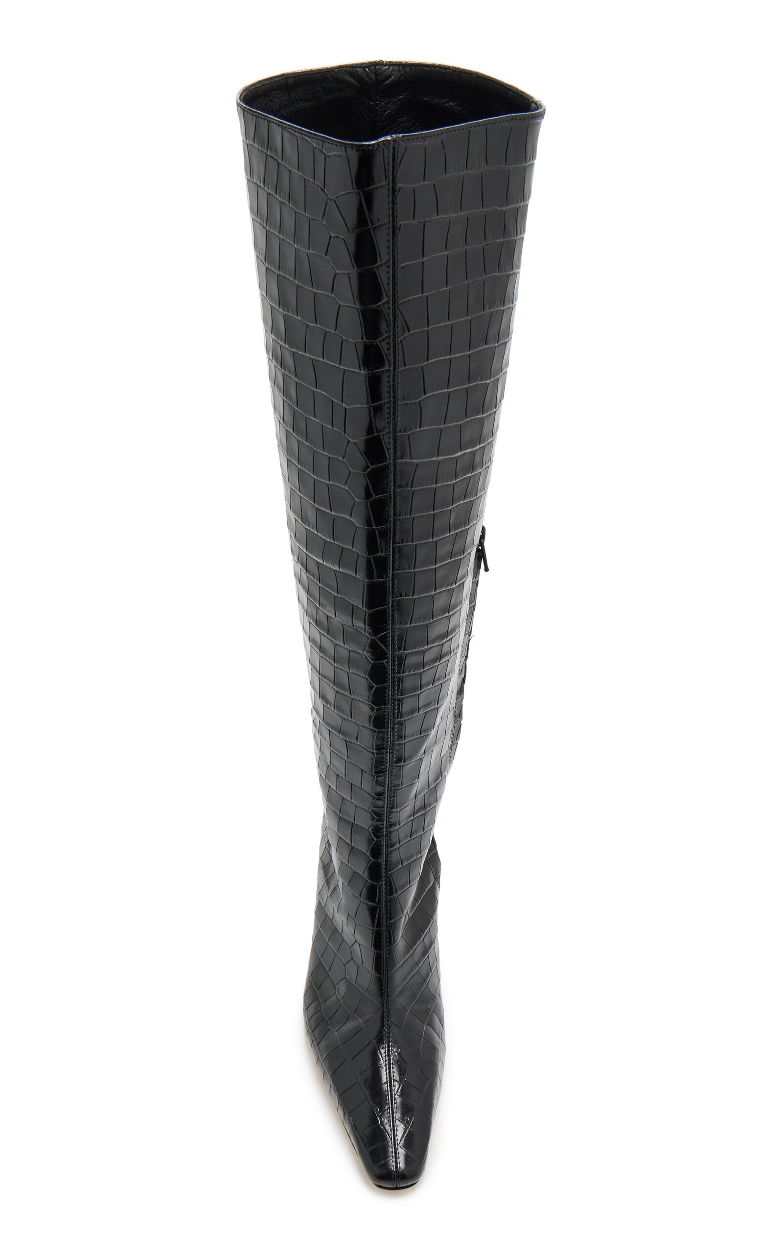 Cami Croc-Embossed Leather Knee Boots black - 3