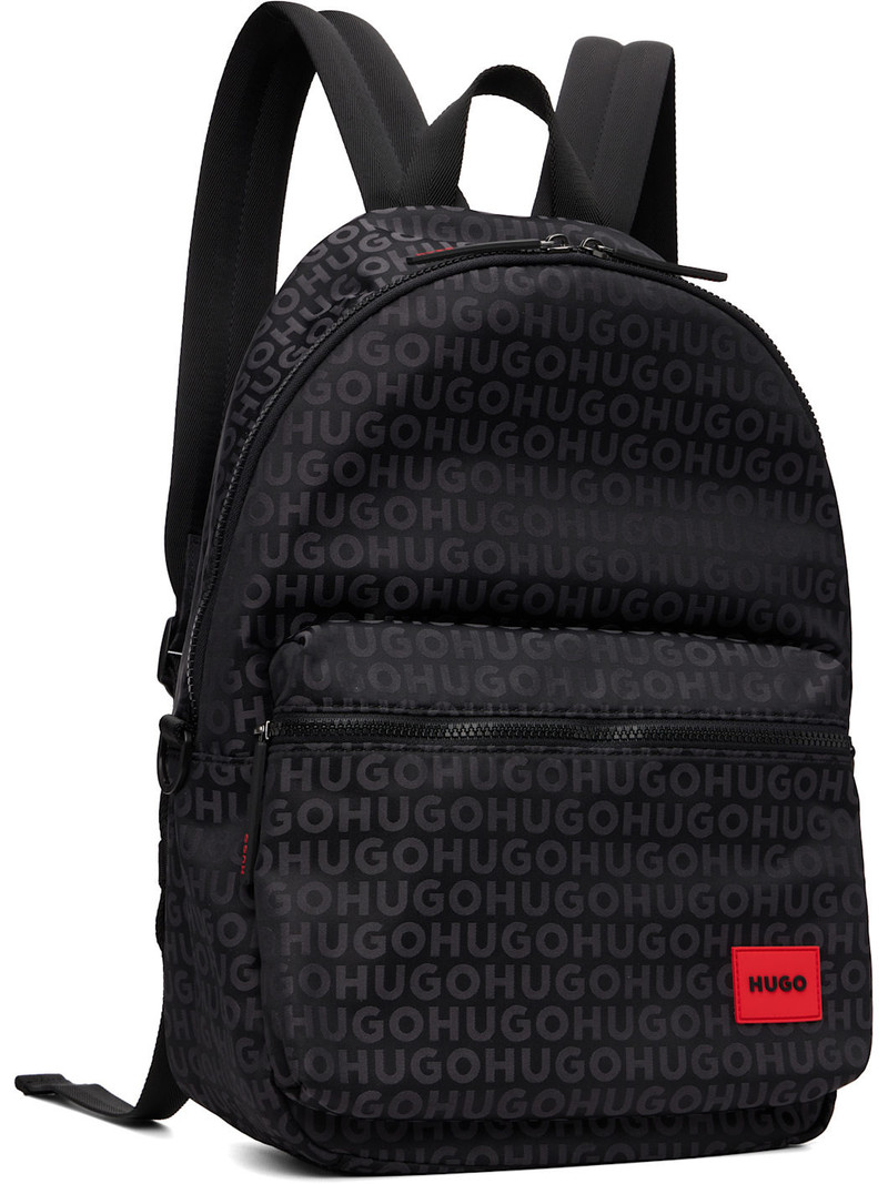 HUGO Black Logo Patch Backpack outlook