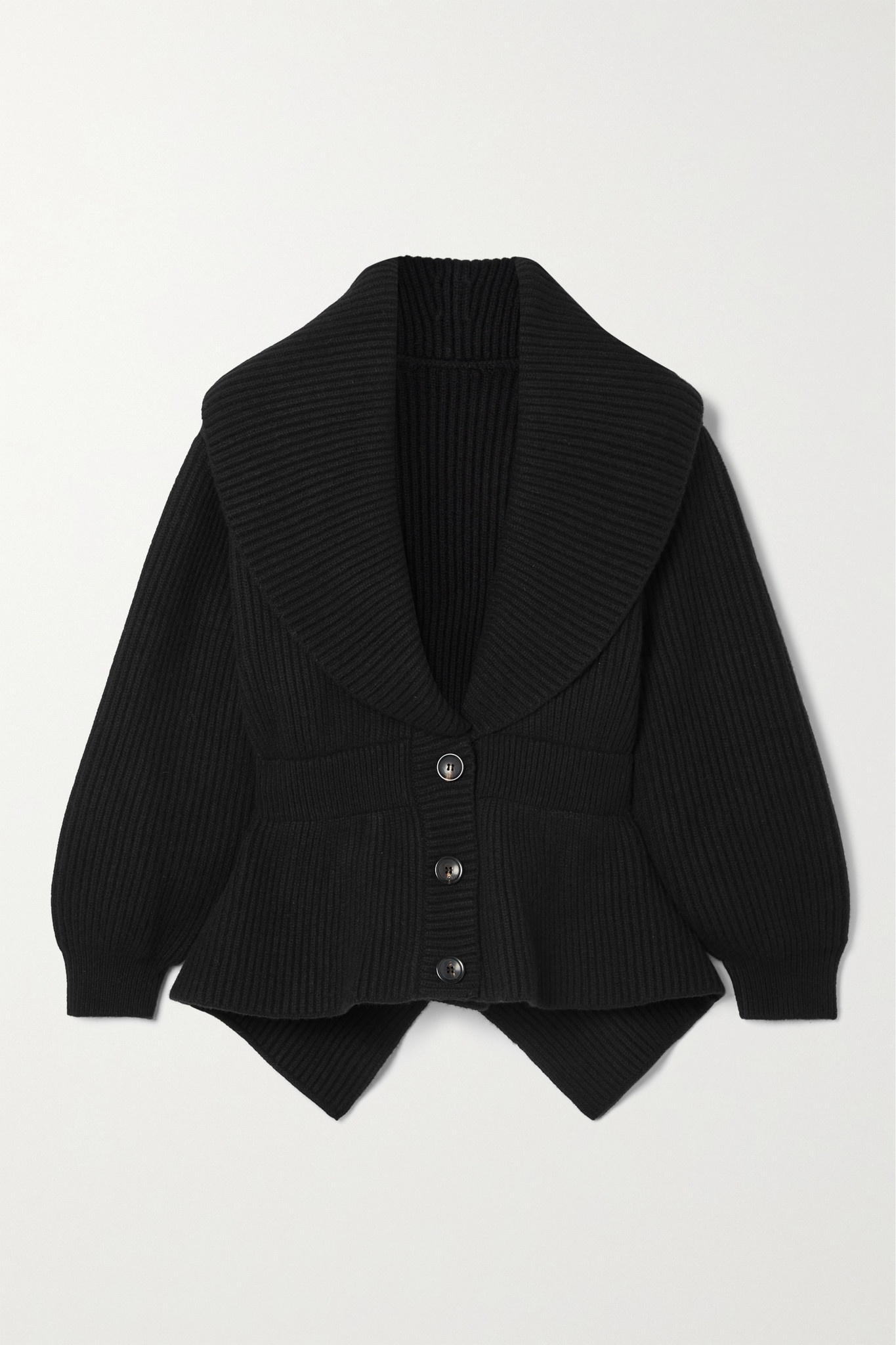 Ribbed wool and cashmere-blend cardigan - 1