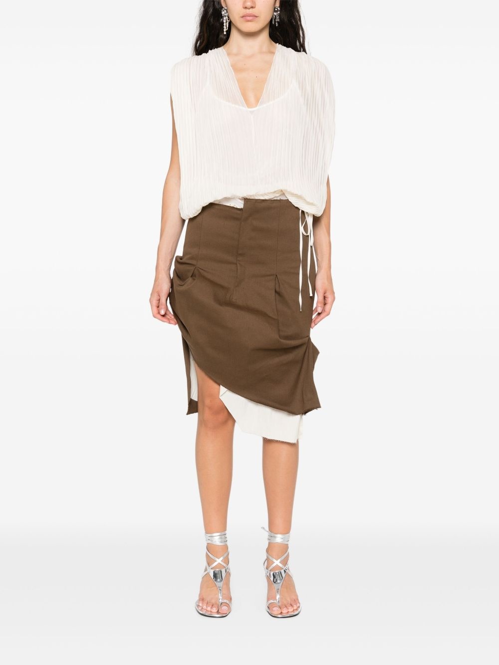 pleated silk top - 2