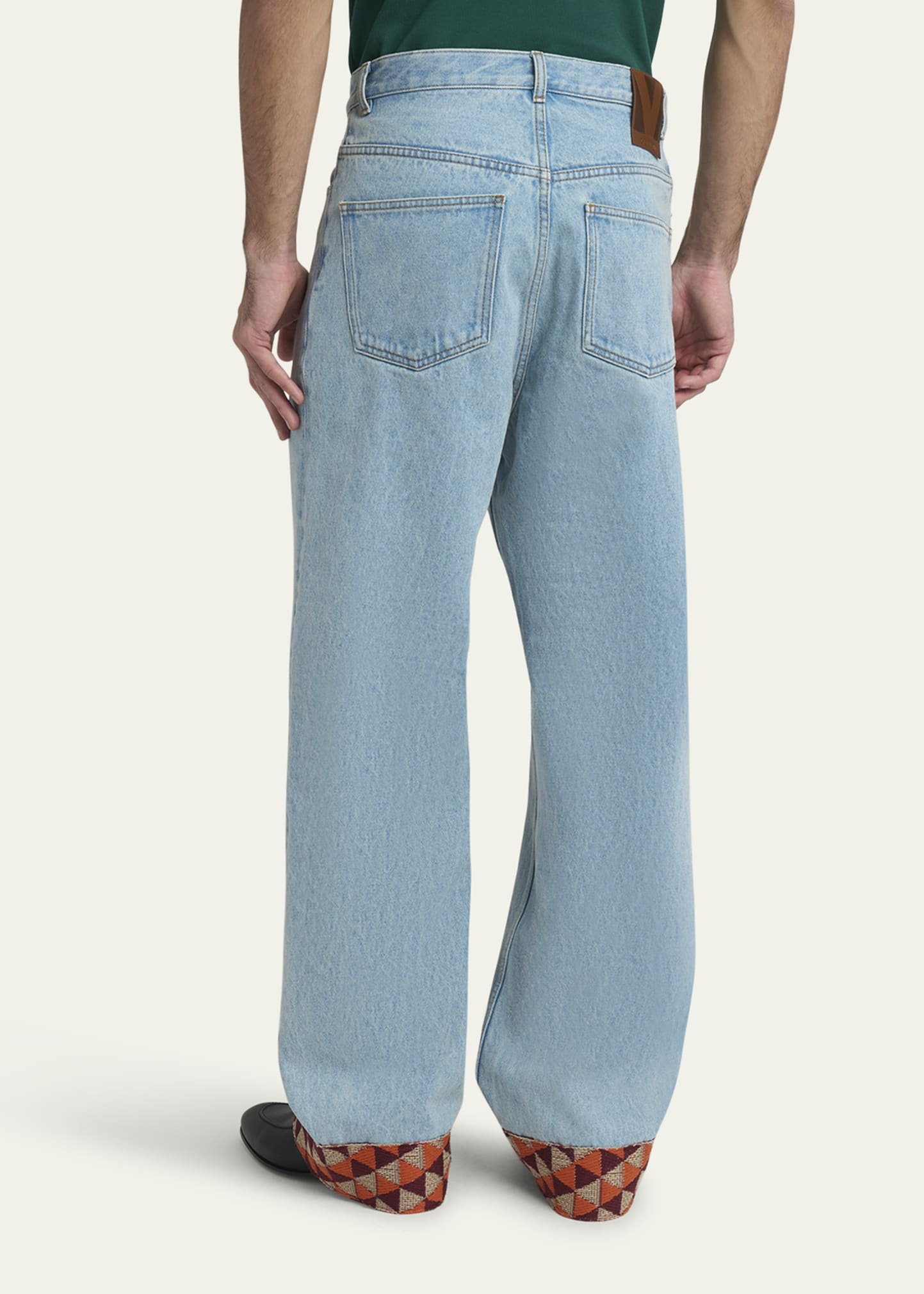 Men's Wide-Leg Jeans with Embroidered Cuffs - 3