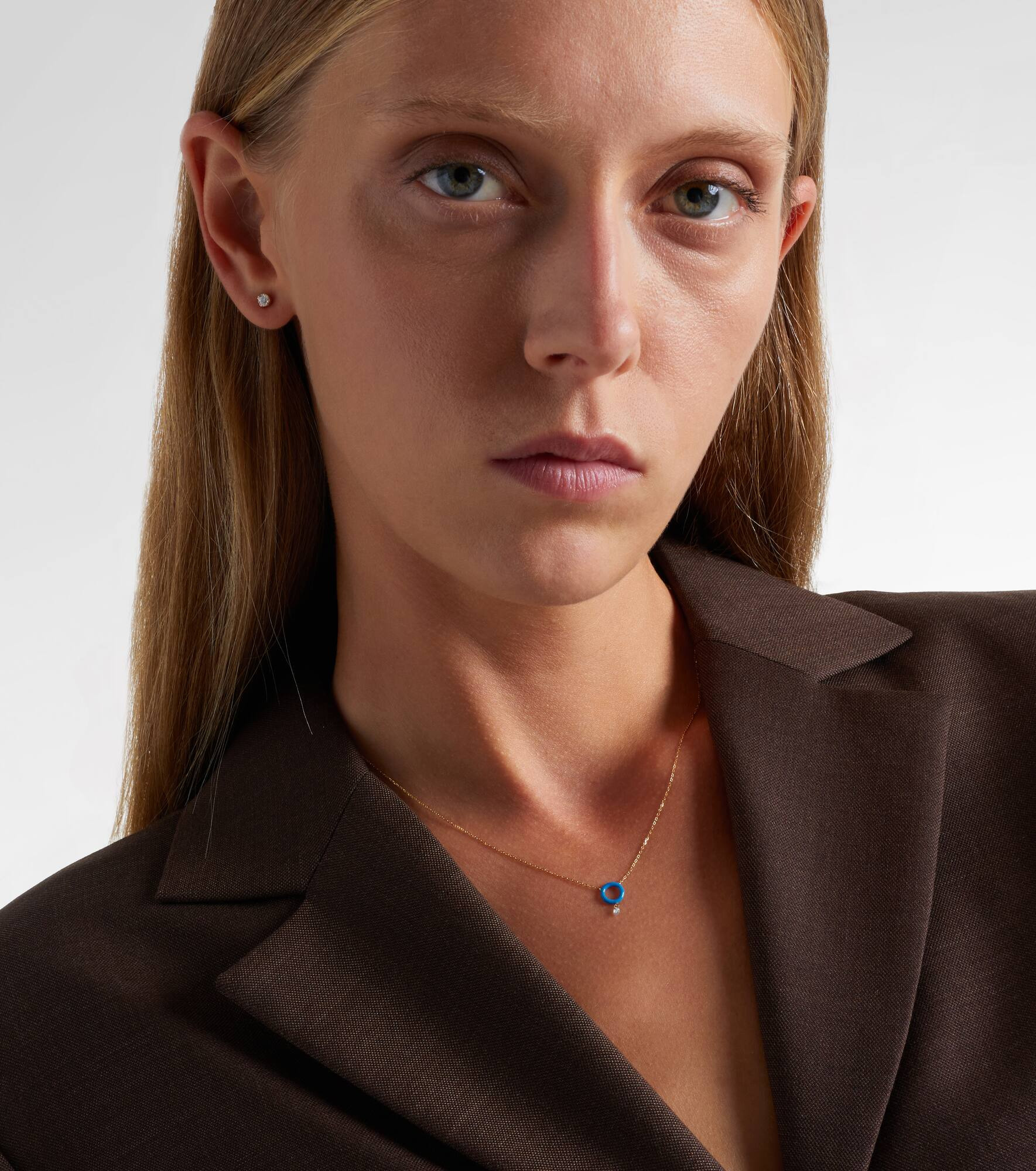 18kt gold chain necklace with white diamond - 3