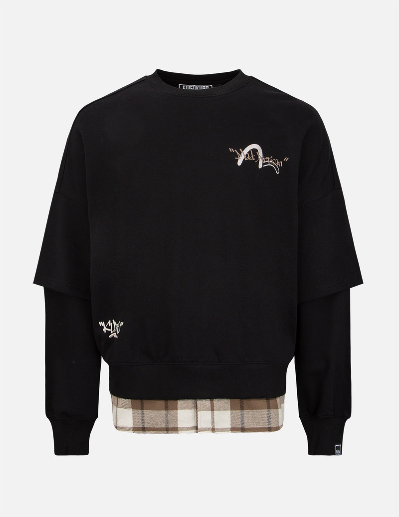 EVISU Contrast Hem Mock 2-in-1 Sweatshirt outlook