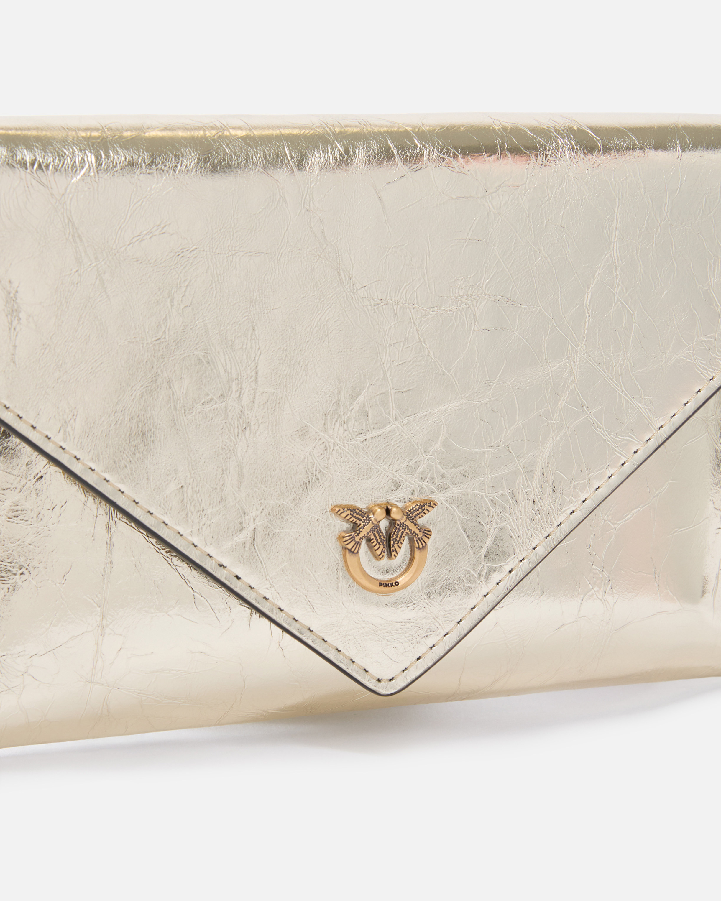 METALLIC LEATHER POUCH WITH LOVE BIRDS LOGO - 3