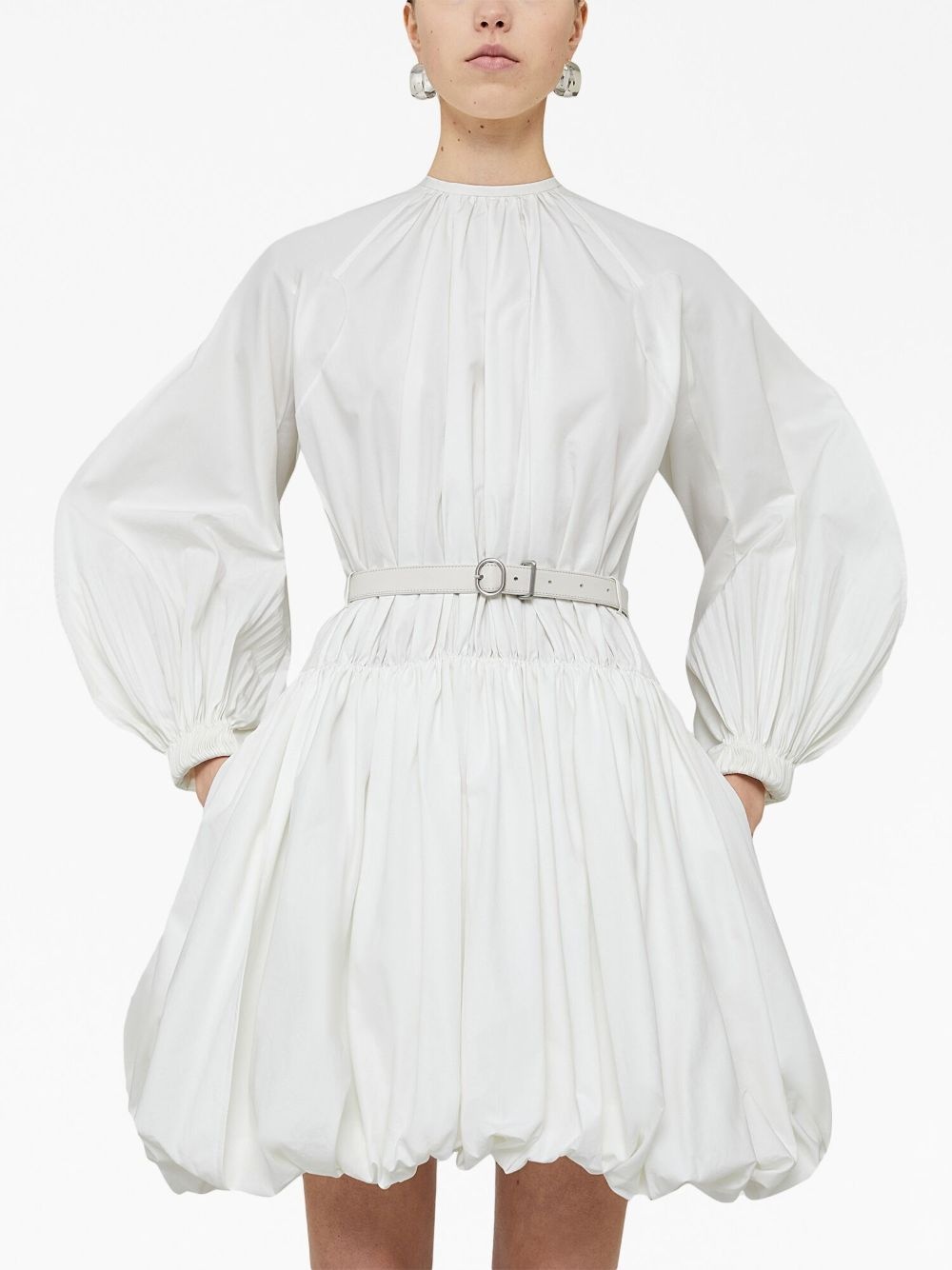 puffball belted cotton minidress - 5