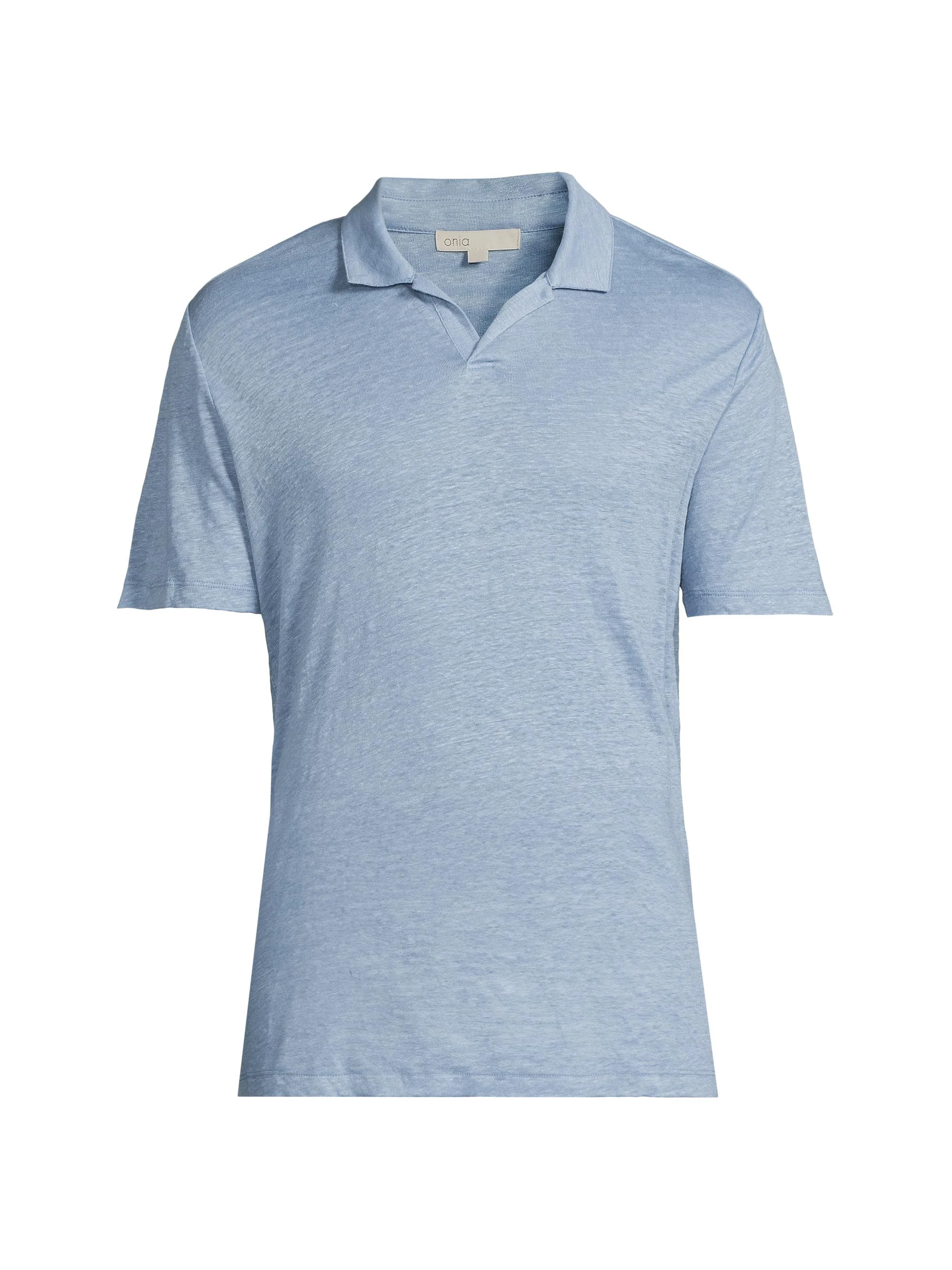 Men's Shaun Linen Polo Shirt - Dusty Blue - 1