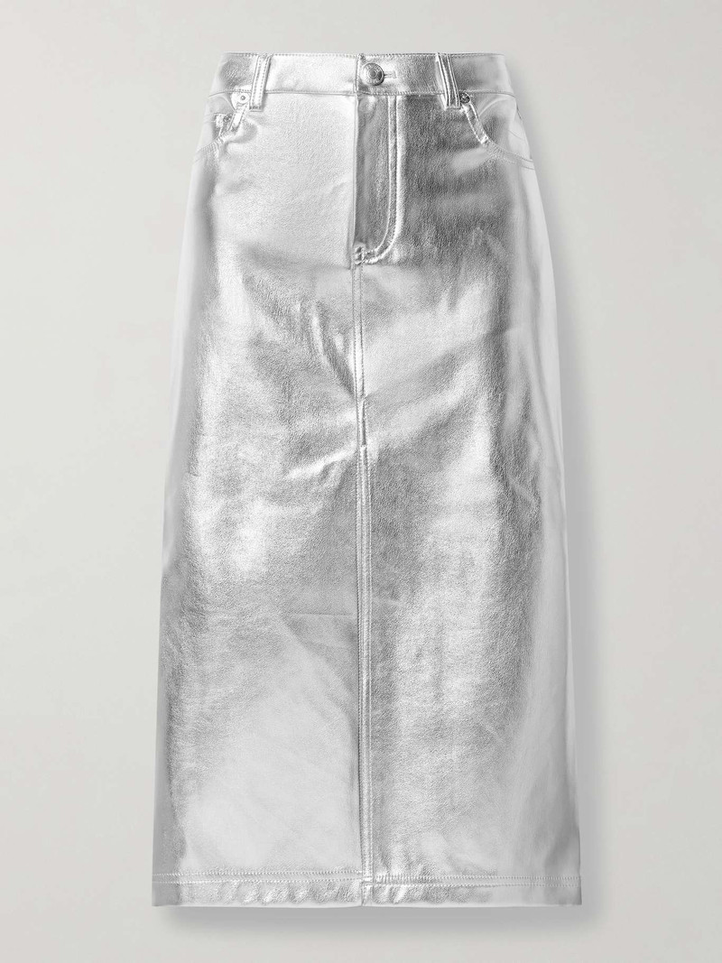 Oaklyn metallic faux leather midi skirt 1