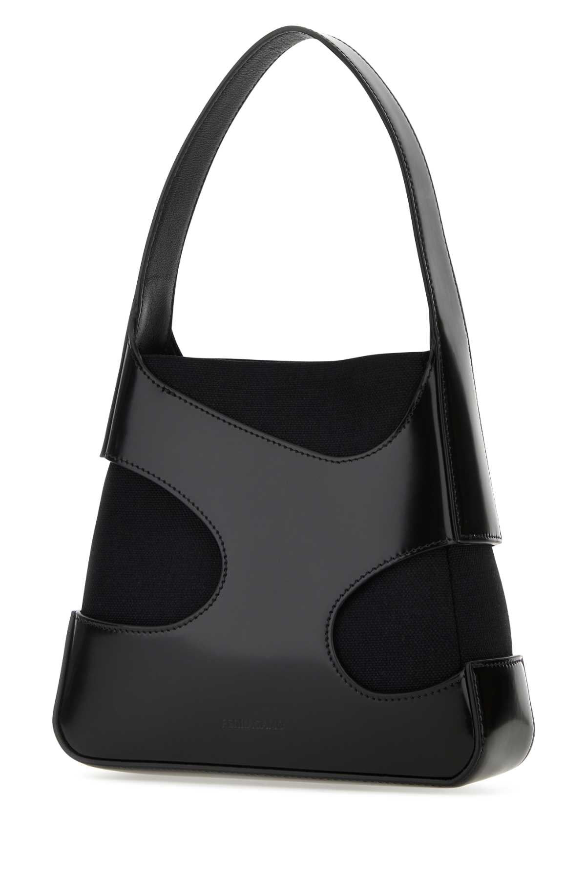 Salvatore Ferragamo Women Black Leather And Canvas Cut Out S Handbag - 2
