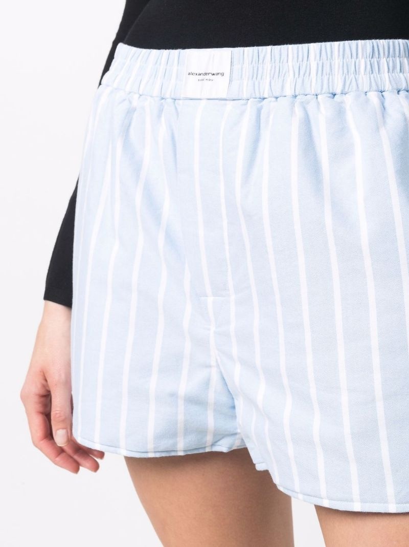 logo-patch pinstripe cotton shorts - 5