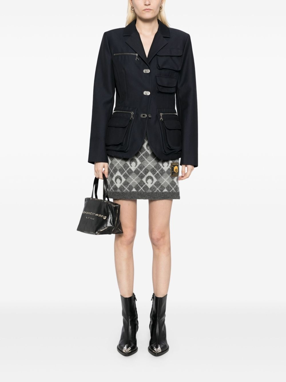 Moon Argyle knit mini skirt - 2