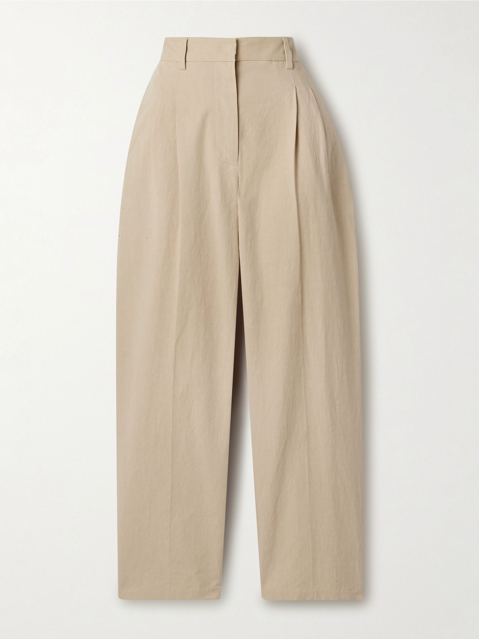 Lilas pleated cotton-blend twill tapered pants Beige - 1
