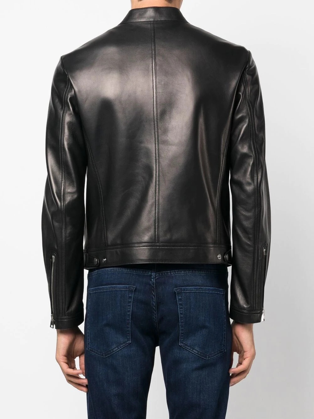 zip-front leather jacket - 4