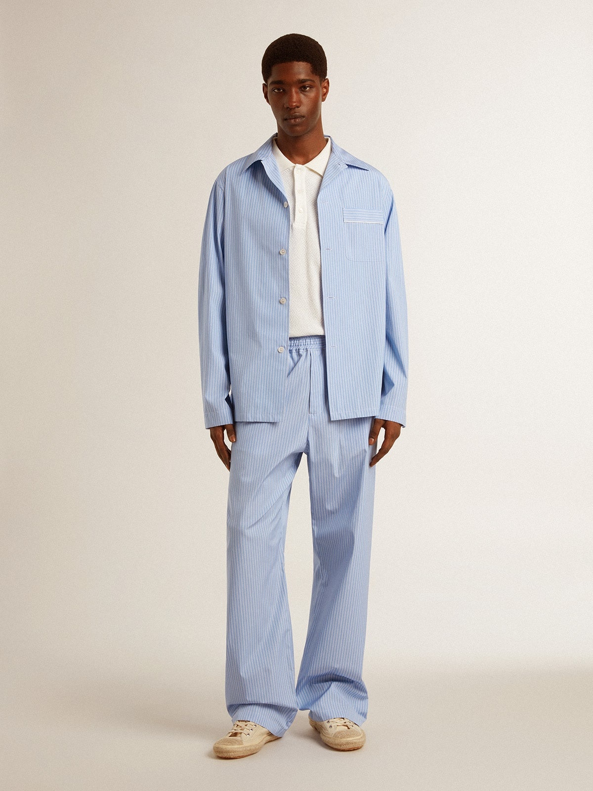 Men's joggers in striped cotton poplin - 3