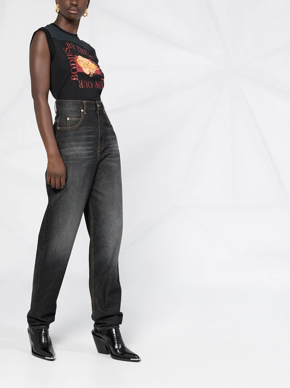 high-waisted tapered jeans - 4