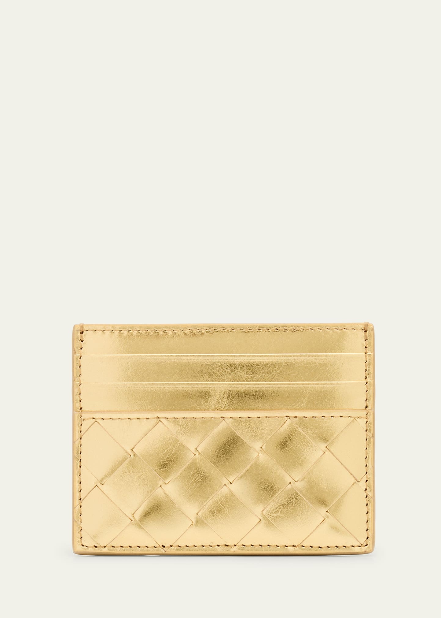 Intrecciato Metallic Leather Card Case - 3