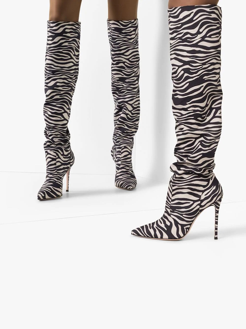 115mm zebra-print knee-high boots - 3